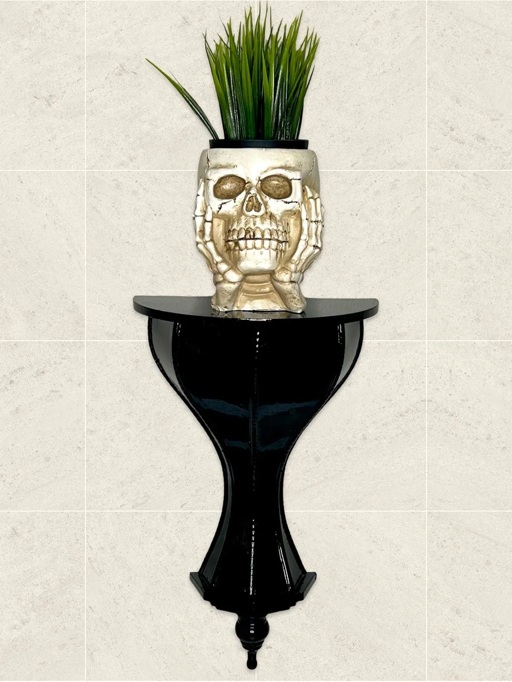 Gothic Resin Skull Flower Pot Planter